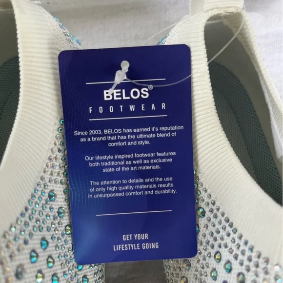 Belos White Rhinestone Slip-On Sneakers Size 8.5 - Picture 8 of 13